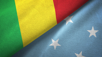 Mali and Micronesia two flags textile cloth, fabric texture