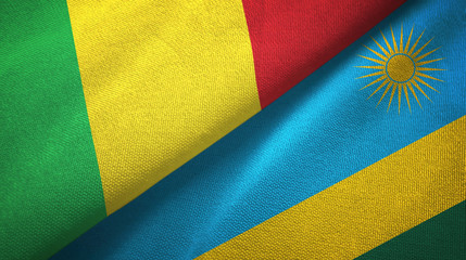 Mali and Rwanda two flags textile cloth, fabric texture
