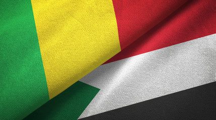 Mali and Sudan two flags textile cloth, fabric texture