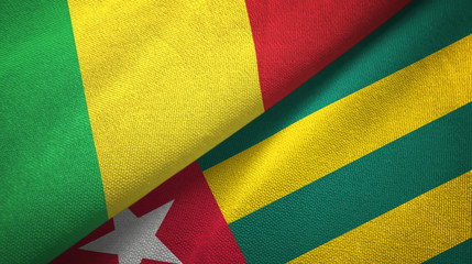 Mali and Togo two flags textile cloth, fabric texture