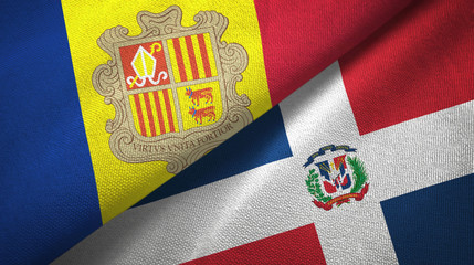 Andorra and Dominican Republic two flags textile cloth, fabric texture