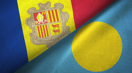 Andorra and Palau two flags textile cloth, fabric texture