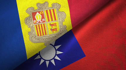 Andorra and Taiwan two flags textile cloth, fabric texture