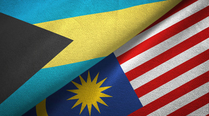 Bahamas and Malaysia two flags textile cloth, fabric texture