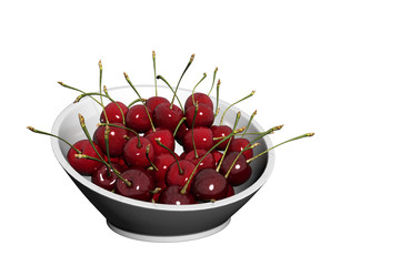 3d render cherry in plate