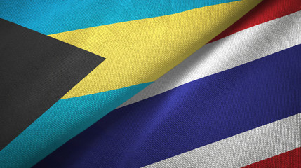Bahamas and Thailand two flags textile cloth, fabric texture