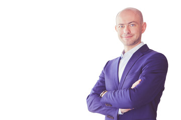Portrait of a handsome smiling business man, isolated on white background