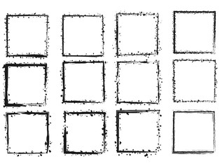Set of creative grunge banners, frames, stickers, backgrounds. Hand drawn textures and design elements. Place for text, information, quote