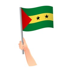 Sao Tome and Principe flag in hand icon