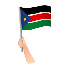 South Sudan flag in hand icon