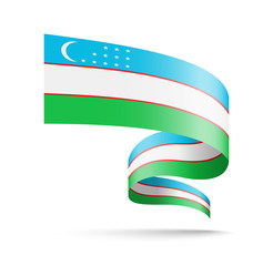 Uzbekistan flag in the form of wave ribbon.