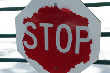 Weathered and Worn Stop Sign