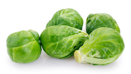 Brussels sprouts on white background