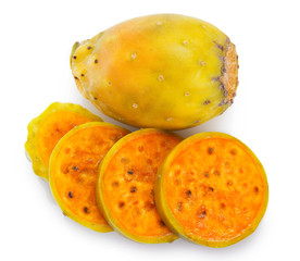 Fresh opuntia on white background. Prickly pear.