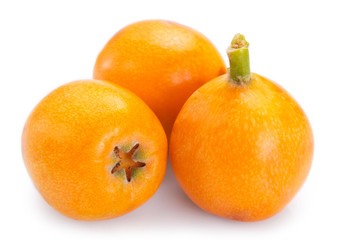 Loquat fruit on white background