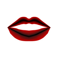 Red lips silhouette close up isolated. Vector illustration kiss