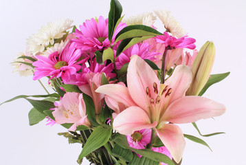 Easter Boquet with assorted colors of flowers in pink, fuchia, white and pink pastels