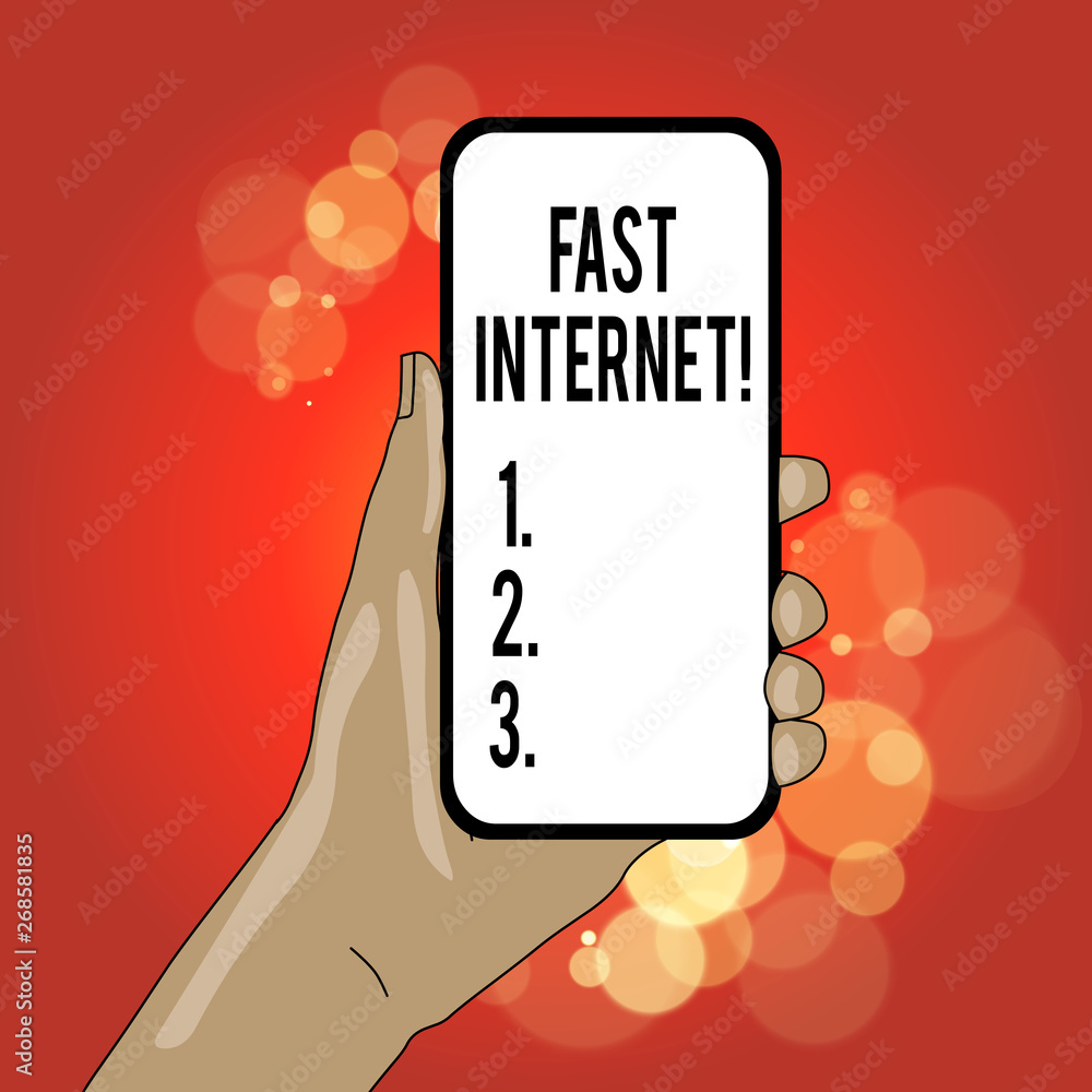 Poster writing note showing fast internet. business concept for term used for internet service that is fast