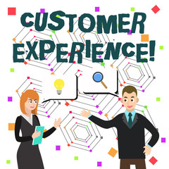 Word writing text Customer Experience. Business photo showcasing product of interaction between organization and buyer
