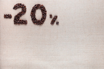 20% discount from coffee beans aligned top left