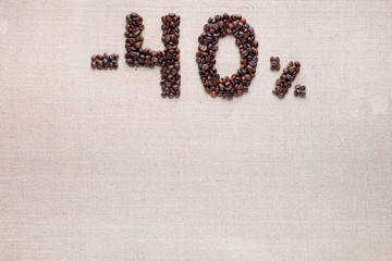 40% discount from coffee beans aligned top center