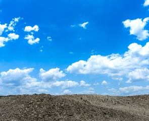 Sky clouds and soil for cultivation