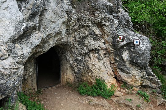 Entrance of cave of hermit Saint Svorad, located near foothill of Zobor, Nitra city, western Slovakia