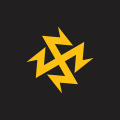 thunder bolt energy circle geometric line logo vector