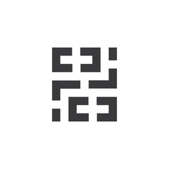 square geometric maze line logo vector