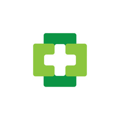 Obraz premium linked simple square geometric plus medical logo vector