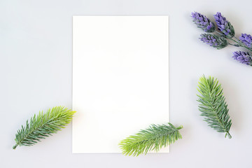 Blank paper card for text on white background