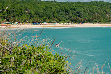 View of the sea from falesia in sunny day