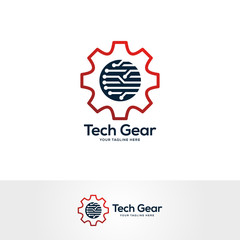 gear logo design concept, service logo design template, tech logo design