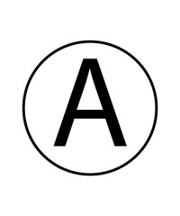 Any solvent sign. Laundry symbol.Letter A in a circle sign