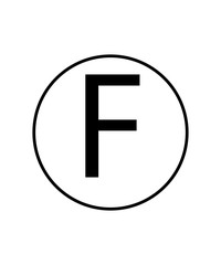 Petroleum solvent only sign. Laundry symbol. Letter F in a circle sign