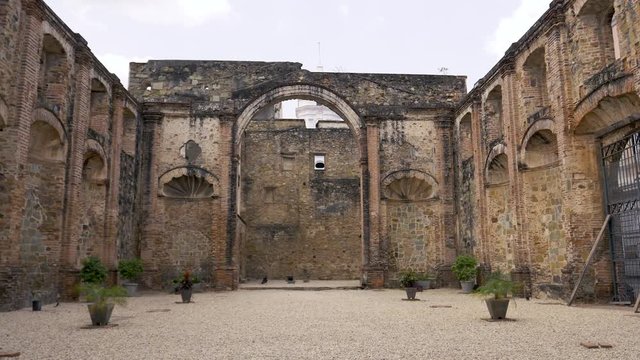 Ruins of 1741 Iglesia de la Compania de Jesus or Church of the Society of Jesus in Panama City, Panama-Zoom in