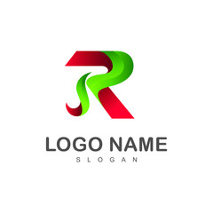 logo letter r + r icon with a simple look  + logo r with a colorful and modern , company initials , greening icon