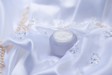 Beauty product, cosmetic on white background with luxury concept decoration.