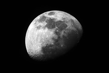 Obraz premium Moon close up / The Moon is an astronomical body that orbits planet Earth and is Earth's only permanent natural satellite