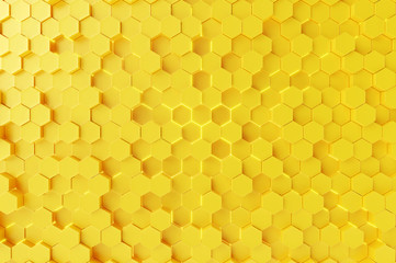 Hexagonal yellow background. 3d rendering