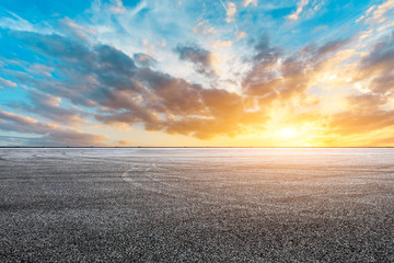 Empty race track and sky nature landscape at sunrise