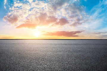 Empty road and sky nature landscape at sunrise