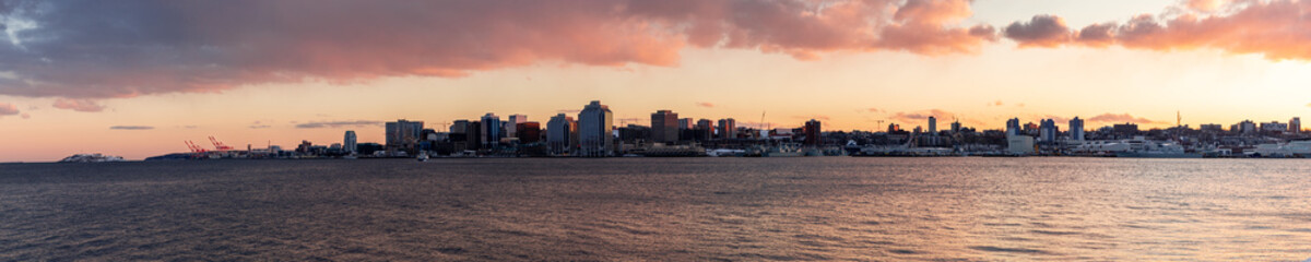 Halifax panorama at sunset - obrazy, fototapety, plakaty