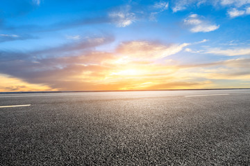 Empty road and sky nature landscape at sunrise