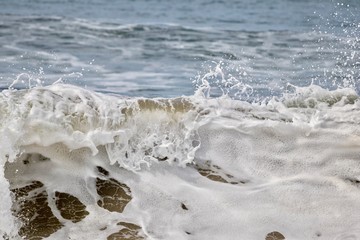 waves on beach close up