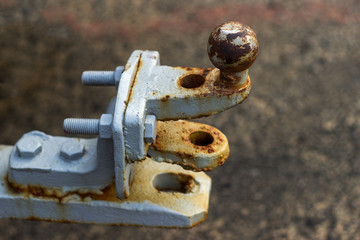 close up of a rusty tow hitch