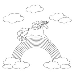 Fototapeta premium Unicorn on rainbow outline