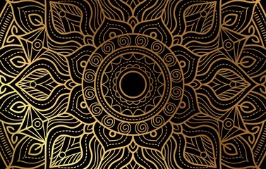 Elegant background with gold luxury floral pattern texture and traditional arabian mandala concept, use for islamic ramadan banner design, business card greeting card, and poster design vector eps10