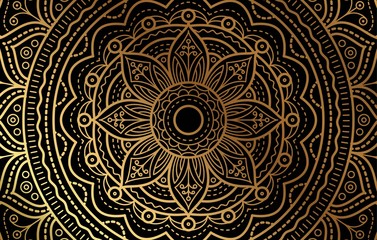 Elegant background with gold luxury floral pattern texture and traditional arabian mandala concept, use for islamic ramadan banner design, business card greeting card, and poster design vector eps10