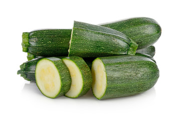 fresh green zucchini isolated on white background